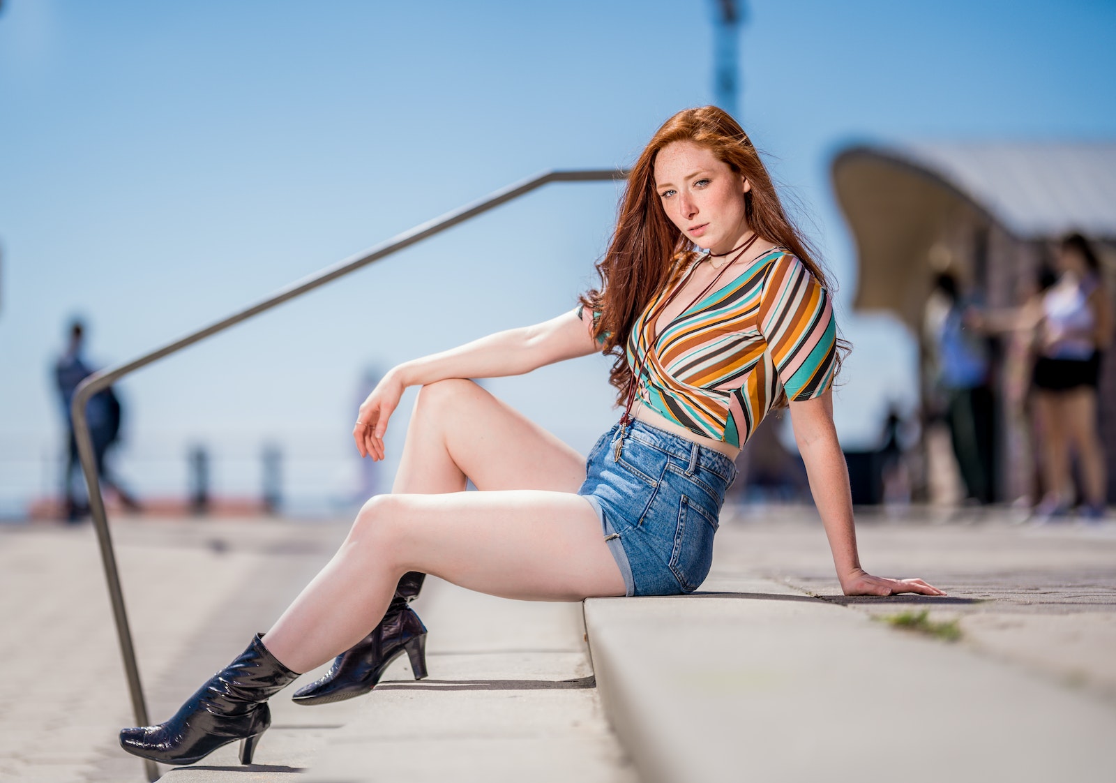 Woman Sits On A Foot Step