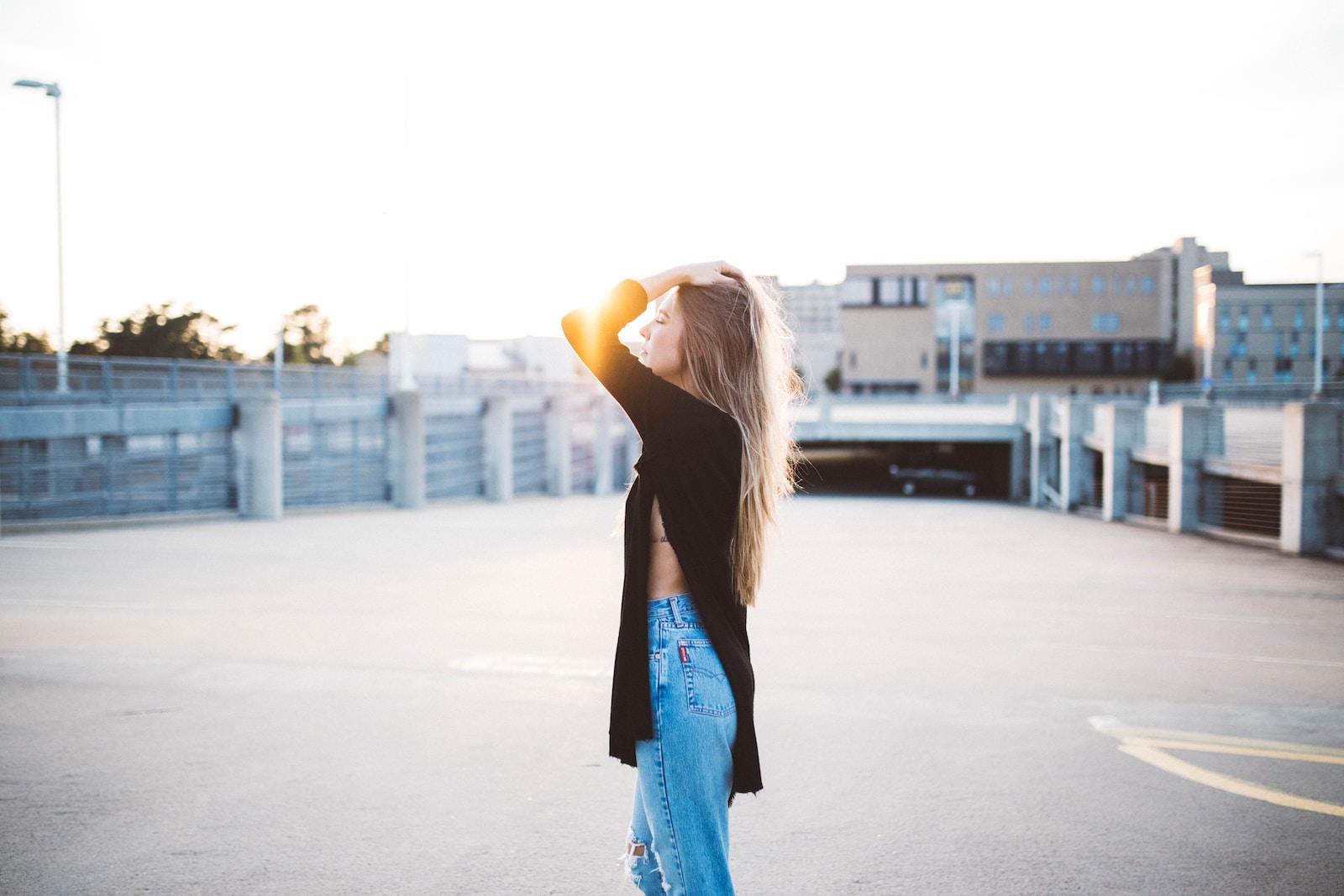 woman in black sweater