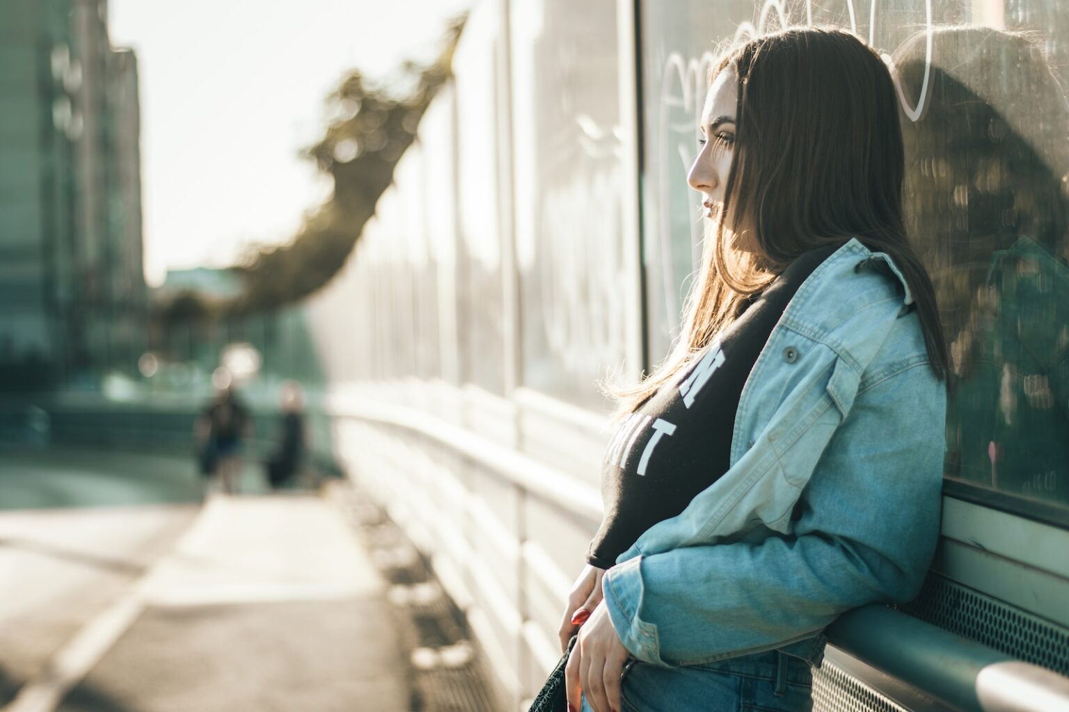 woman wearing blue jacket